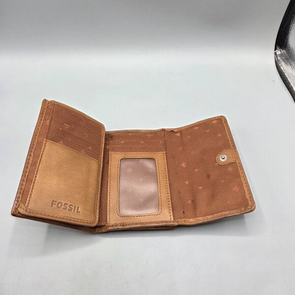 Fossil Brown Leather Embossed Trifold Wallet - Picture 7 of 10